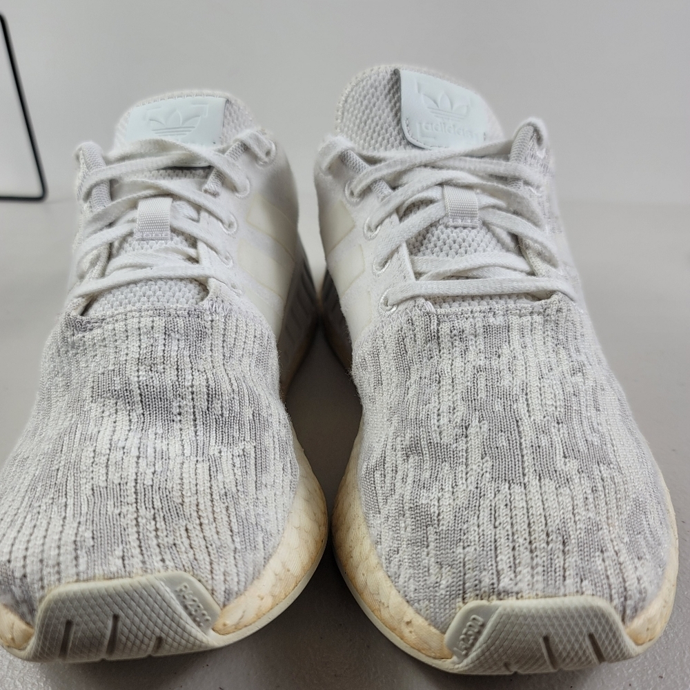 Adidas NMD R2 Flyknit Trainers Triple White Gray BY8691 Women Sneakers Shoes 7 - Picture 5 of 12